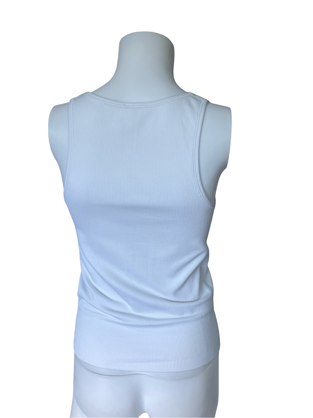 Athleta Aurora Tank White Seamless Athletic V Neck Ribbed Knit Womens Size Small - Picture 2 of 9
